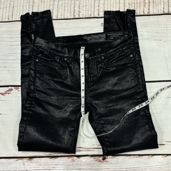 ALLSAINTS SPITALFIELDS women’s cigarette skinny jeans in size 28 Shiny Black EUC - Picture 10 of 16